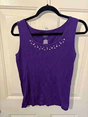 St. John's Bay Purple Tank Top with Teardrop Stud Accents
